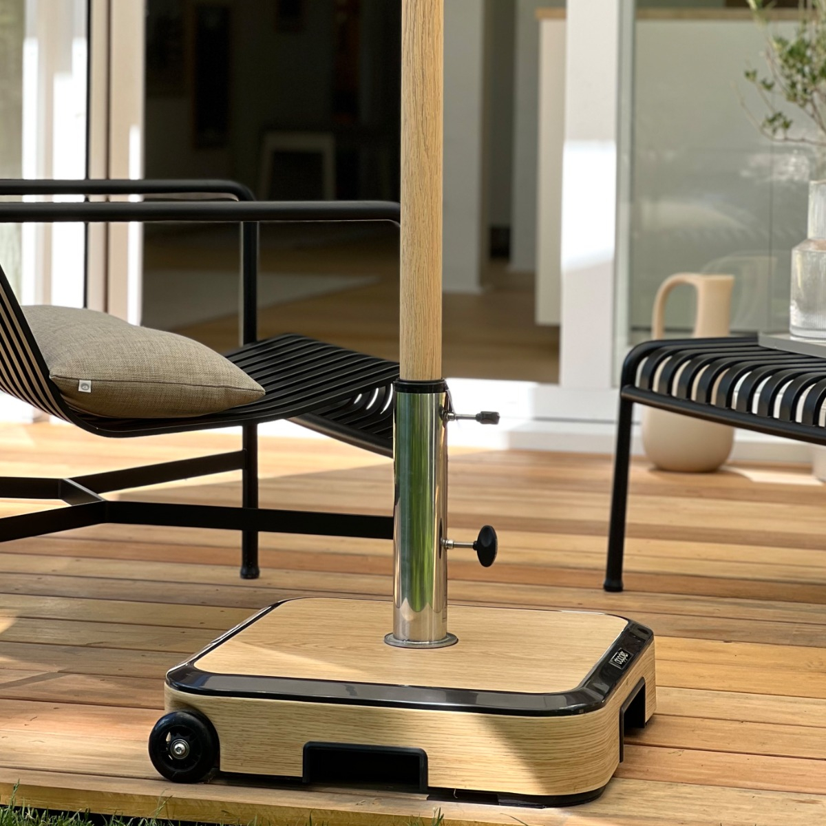 Schirmständer Alu Wood Trolley